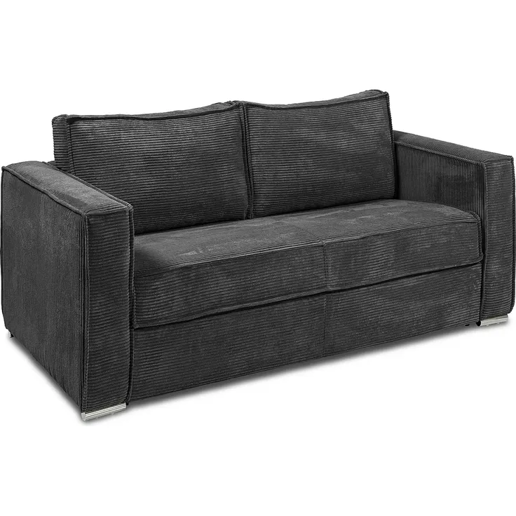 Vente-unique - LORETO Sofa SamtStoff Grau - B 223 cm95 cm x H 90 cm x L 195 cm – Bild 3