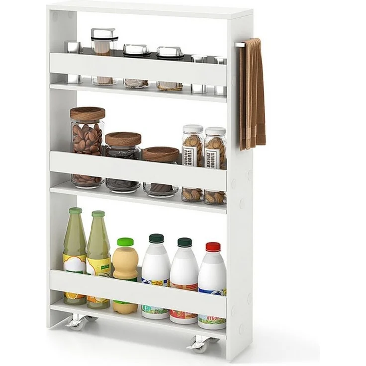 COSTWAY Küchenwagen, schmal, Nischenwagen 4 Ebenen, auf Rollen, 48x12,5x81cm – Bild 4
