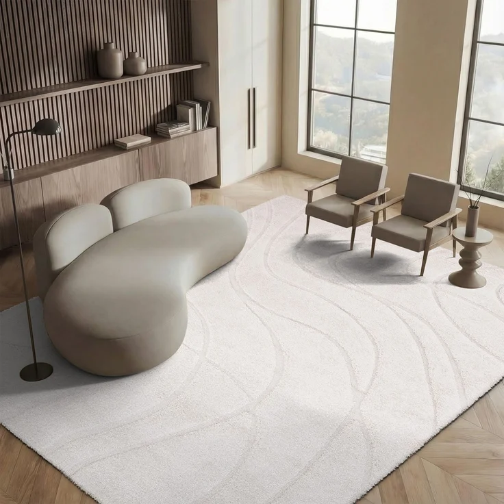 SAFAVIEH Zottelig Teppich für Wohnzimmer, Esszimmer, Schlafzimmer - Florida Shag Collection, Hoher Flor, Creme, 183 X 274 cm