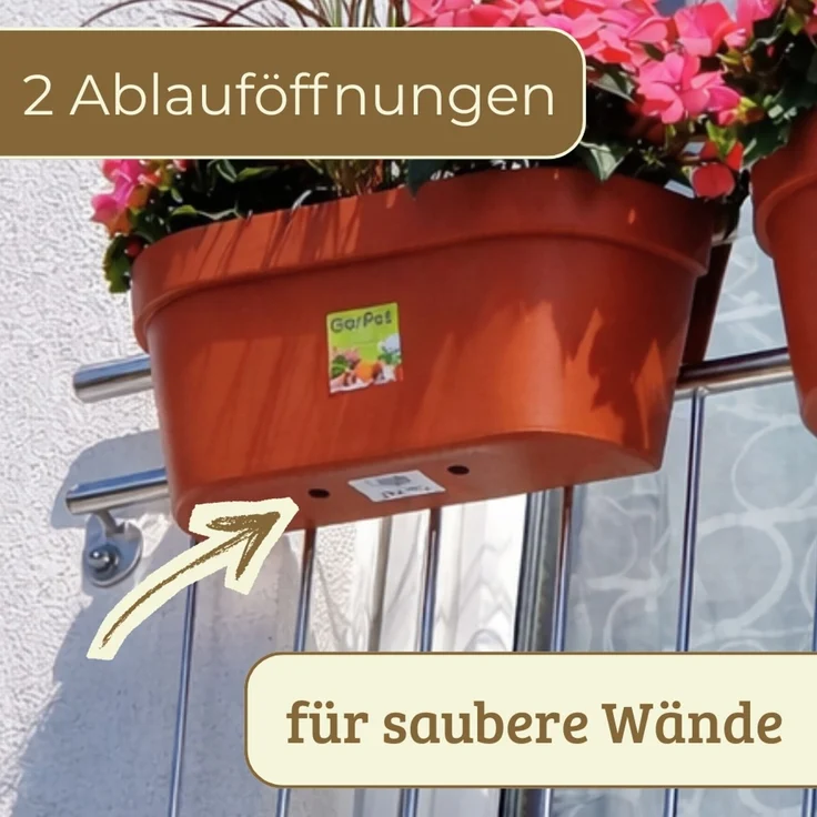 GarPet Balkonkasten 4x Geländerkasten Balkon mit Wasserspeicher Blumen Topf Kasten – Bild 8