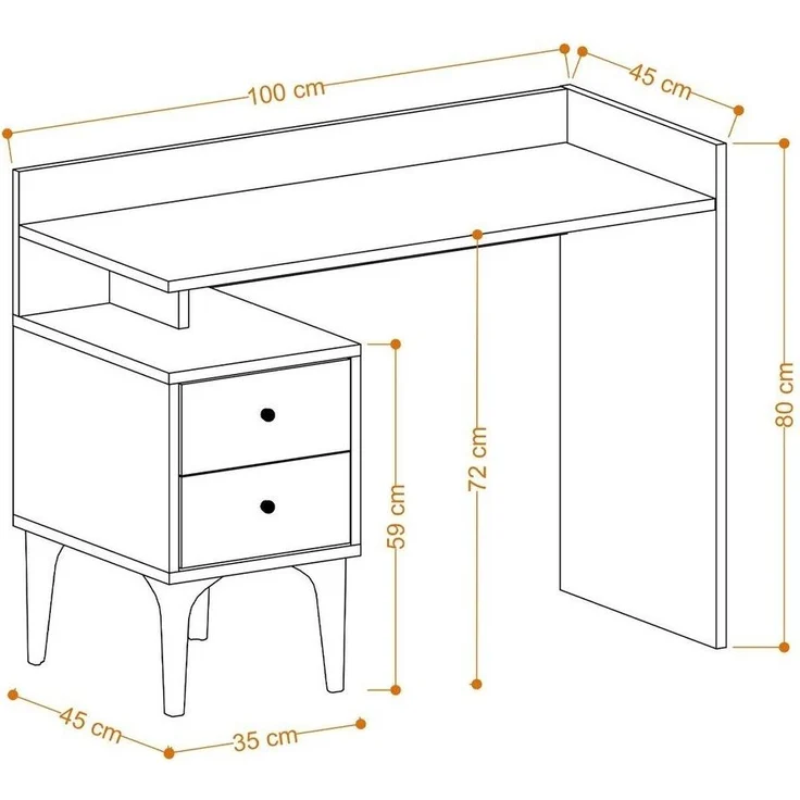 Calicosy Schreibtisch mit 2 Aufbewahrungsschubladen Holzdekor Eiche B100 cm - PUUK - Helles Holz – Bild 3