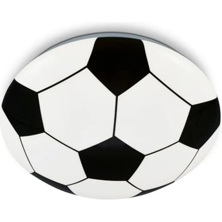 BRILONER - LED Deckenlampe mit Fußballmotiv, neutralweiße Lichtfarbe, 12 Watt, 1300 Lumen, Lampe Fußball, Deckenleuchte, Wohnzimmerlampe, Kinderzimmer, Jugendzimmer, 27,5x6,5 cm, Schwarz-Weiß