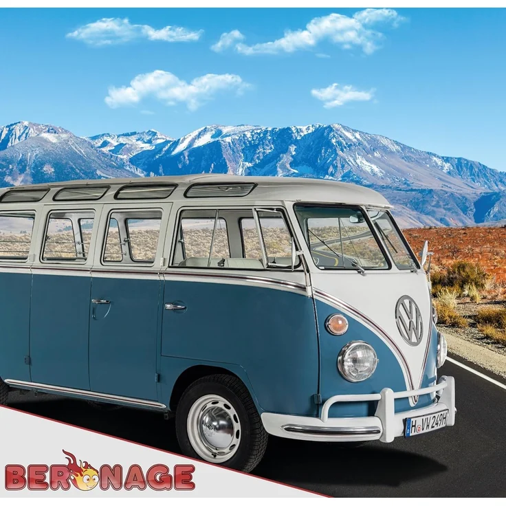 BERONAGE Dekokissen VW Volkswagen Bulli T1 Blau 40 x 40 cm Kissen pass. zur Bettwäsche 236, kuschelweich – Bild 4