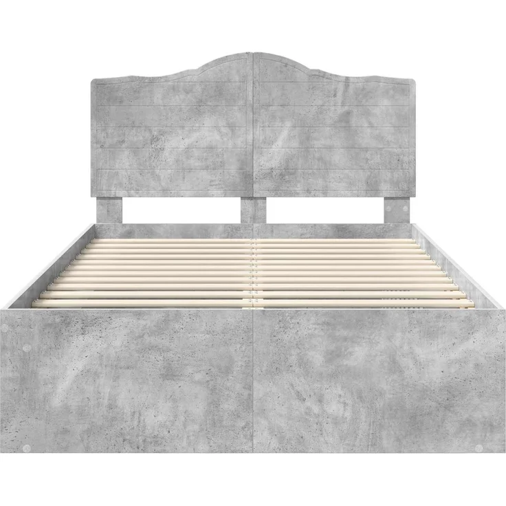 vidaXL Bettrahmen Beton Grau 135 x 190 cm Massives Kiefernholz 3413320 – Bild 6