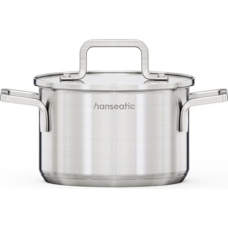 Hanseatic Kochtopf DAILY, Edelstahl 18/10 (1-tlg), handfreundliche Griffe, Literskala, Glasdeckel, Induktion – Bild 1
