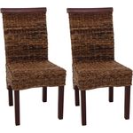 2er-Set Esszimmerstuhl Korbstuhl M45 Stuhl Bananengeflecht ~ hell, ohne Kissen