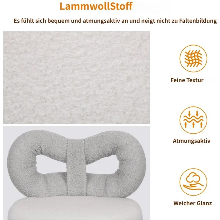 Rutaqian Stuhl Frisierstuhl mit niedlicher Schleifenrückenlehne, Tragkraft 330 lbs, Schminkstuhl ohne Armlehnen, Schminkstuhl für das Schlafzimmer – Bild 4