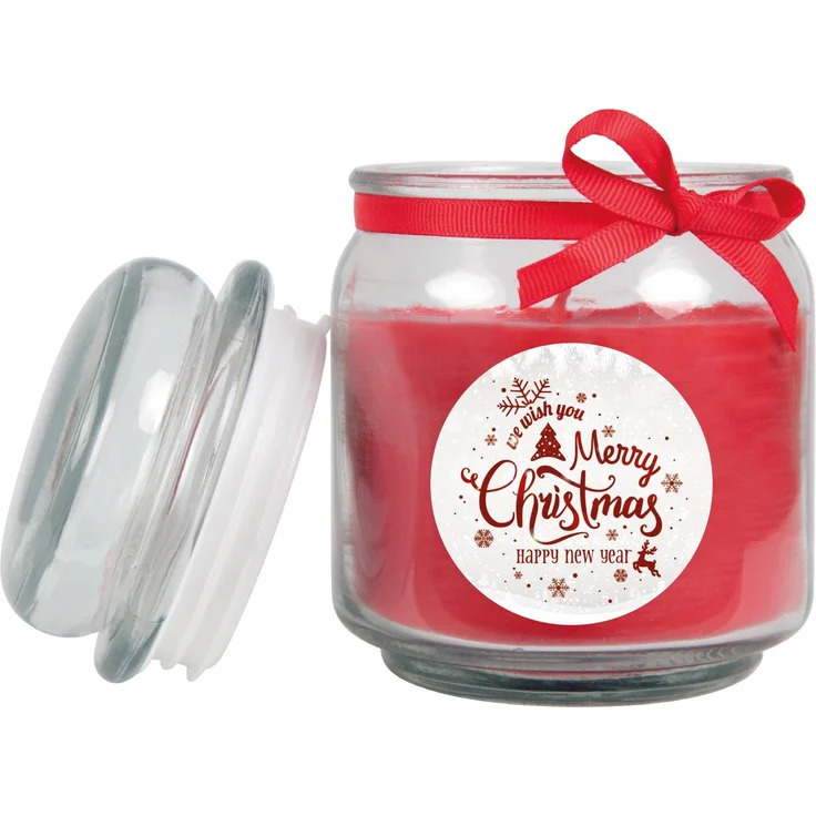 Duftkerze im Glas - Weihnachten Rot - Bonbon 300gr ( 70h ) – Bild 3