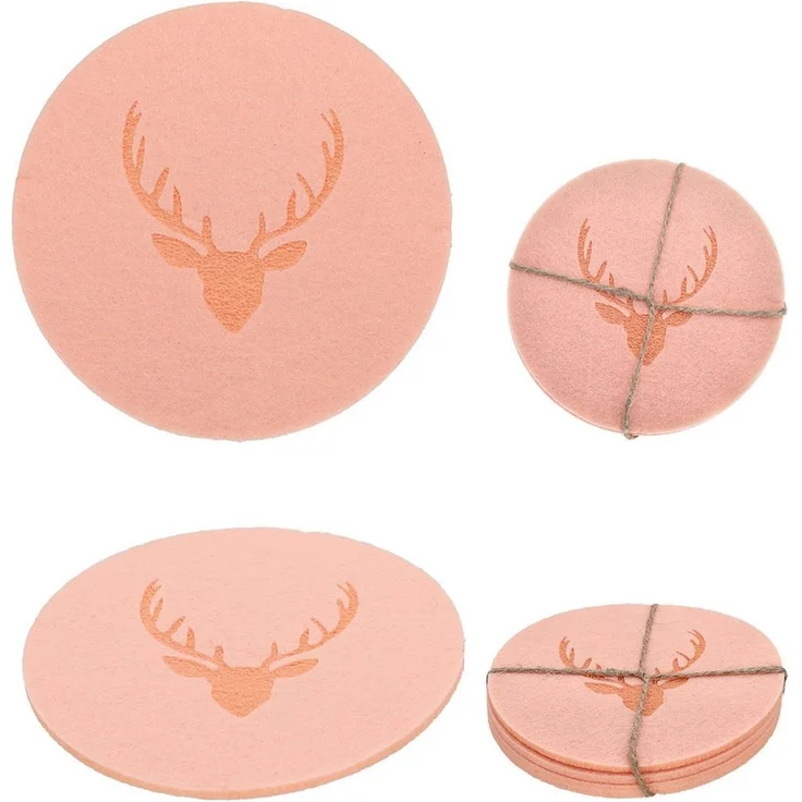 CEPEWA Glasuntersetzer Glasuntersetzer Hirschgeweih 12er Set Polyester Ø10cm rund 3 Farben – Bild 3