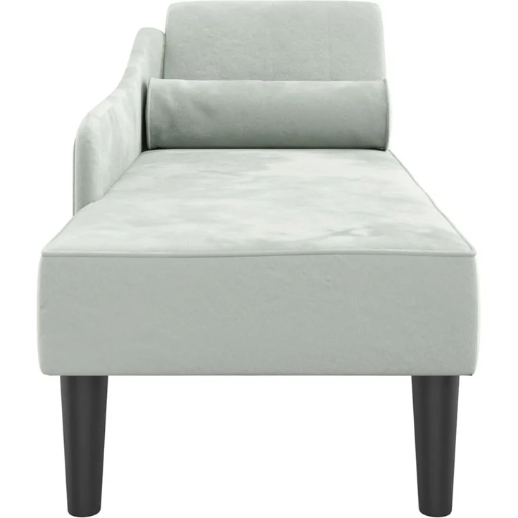 vidaXL Chaiselongue mit Kissen Hellgrau Samt – Bild 3
