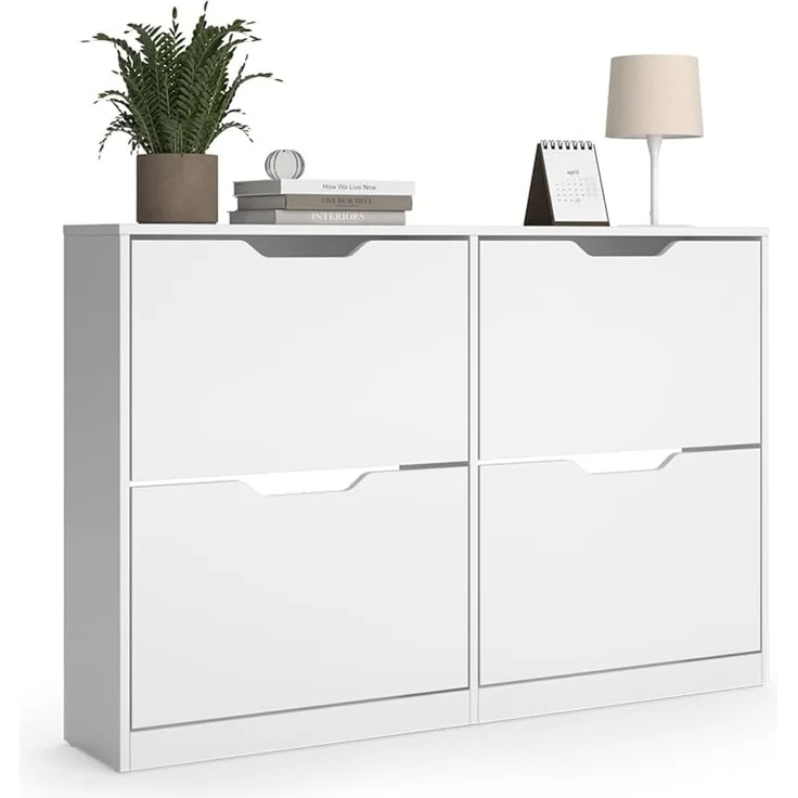 Schuhkipper Luca Weiß 116 x 77 cm mit 2x2 Kippfächern Vicco – Bild 6
