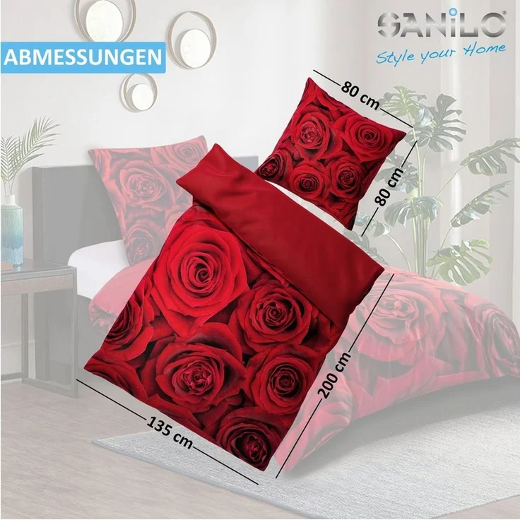 Sanilo Bettwäsche Rosen 135x200 cm, Bettbezug und Kissenbezug, Baumwolle, 4 teilig – Bild 3