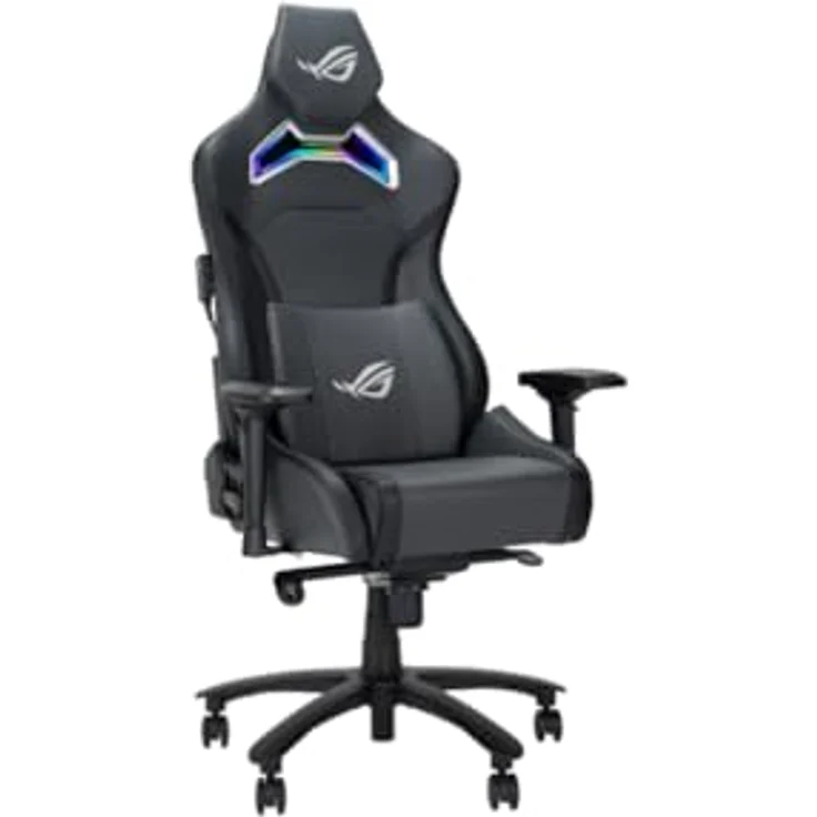 ASUS ROG Chariot X Gaming-Stuhl grau (Aura RGB Beleuchtung, 4D-Armlehnen, Memory-Foam, Premium-PU-Leder, One-Touch-Controller) – Bild 2