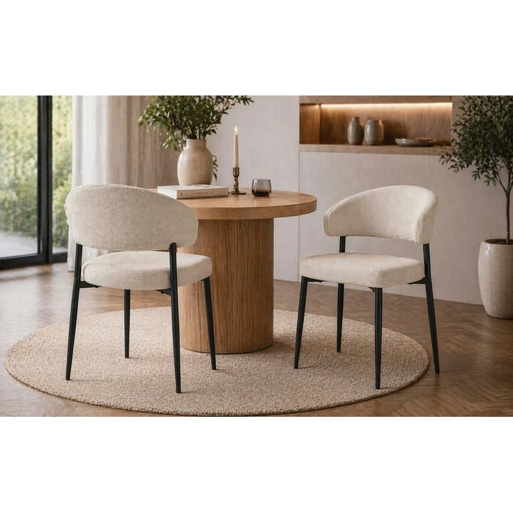 ACTONA GROUP Esszimmerstuhl Edina Stuhl, Wohnzimmerstuhl, Stoff, schwarze Stahlbeine, 2er-Set – Bild 3