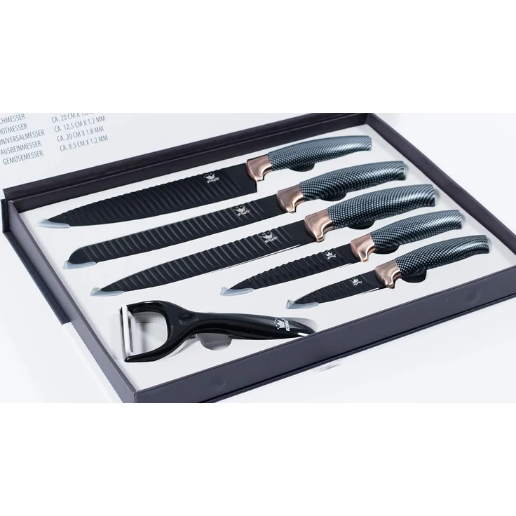 KING Messer-Set Carbon Design (Set, 6-tlg), (5 Messer), incl. Sparschäler, Wellenschliff – Bild 8