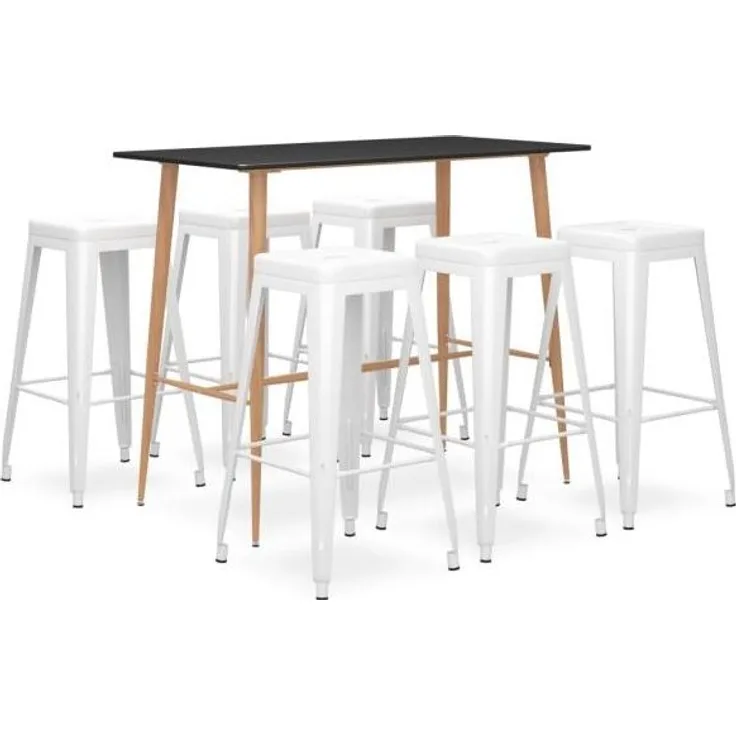 vidaXL 7-tlg. Bar-Set Schwarz und Weiß [3057472]