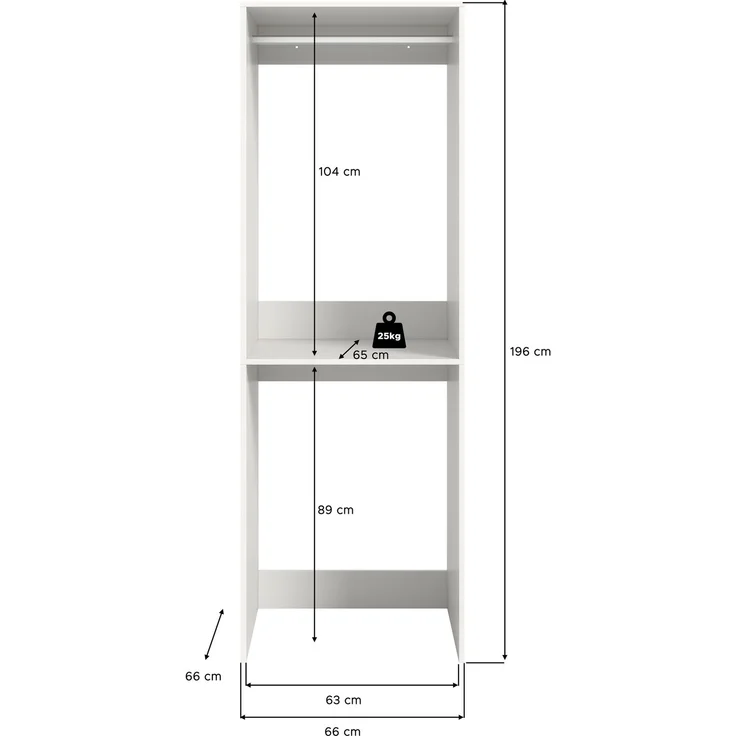 Waschmaschinenschrank (B/H/T: 66x195x60 cm) in weiß Nachbildung – Bild 5