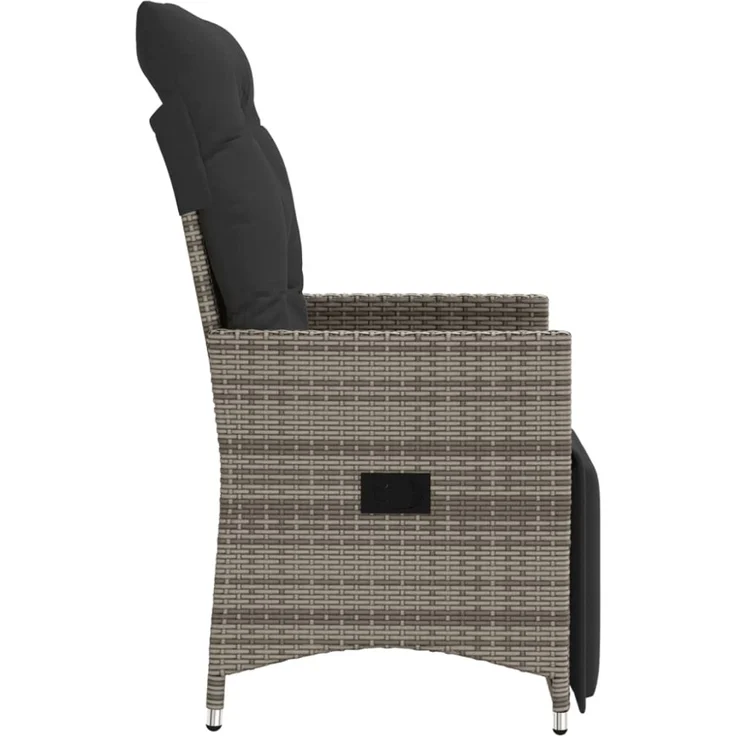 vidaXL Gartensessel Verstellbar mit Kissen Grau Poly Rattan 365661 – Bild 9