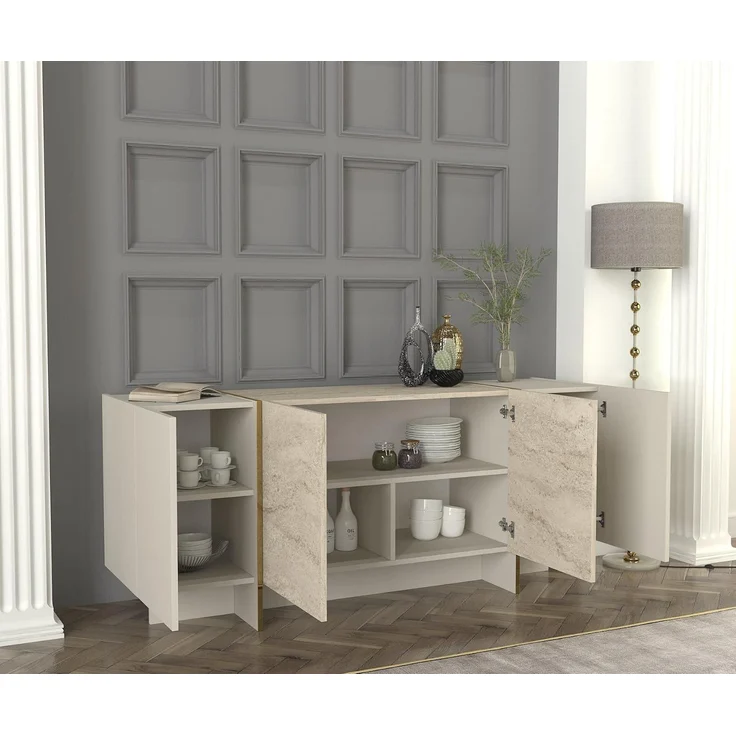 moebel17 Sideboard Veyron in Beige mit Granit Optik, mit Granit Optik – Bild 4