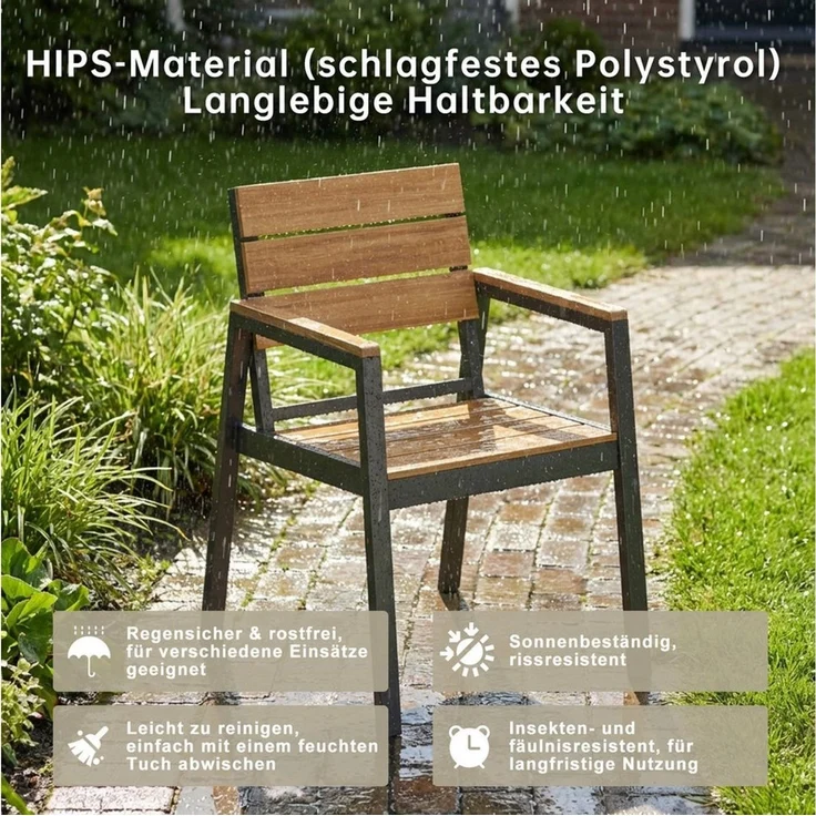 HOMALL Gartenstuhl stapelbar Aluminium Gartensessel Wetterfest, max Belastung 180kg (Set, 2 St), Korrosionsbeständigkeit, verstärkter Alu-Outdoorstuhl – Bild 3
