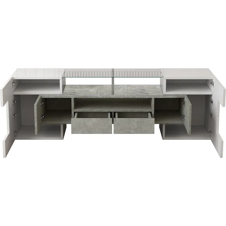 Lowboard, 145/30/51 cm, TV-Schrank, Fernsehtisch, Fernsehschrank für Wohnzimmer, stehend, glänzend – Bild 9