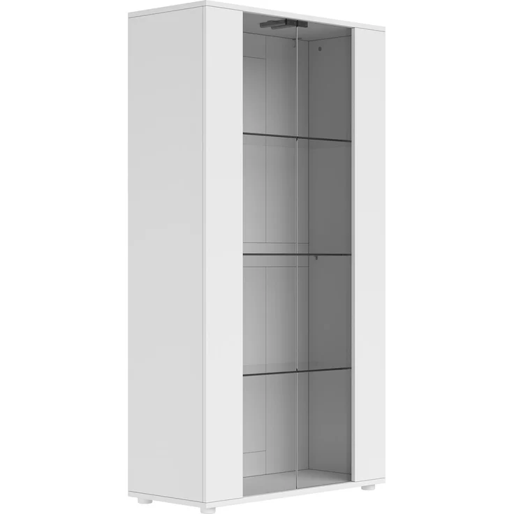 Vitrinenschrank 80x36x150,5 cm in Weiß mit 2 Glastüren und LED-Beleuchtung – Bild 6