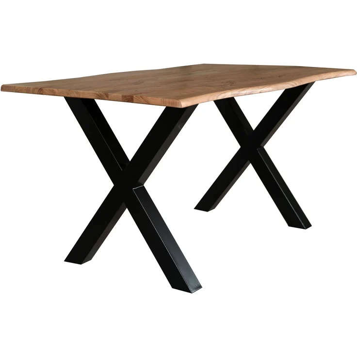 LC Home Esstisch »Lund« 140x75 cm Akazie massiv – Massivholztisch mit Baumkante & schwarzem X-Gestell – Bild 1