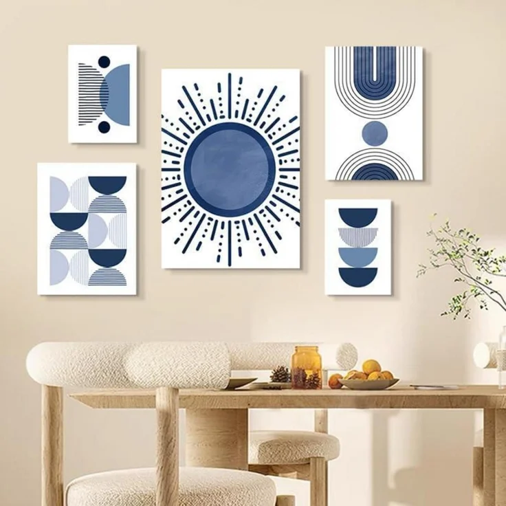 Poster 3er Boho Abstrakt Blau Pflanze Blätter Wohnzimmer L 21x30cm – Bild 7