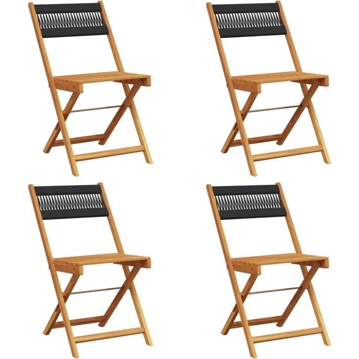 vidaXL Gartenstühle 4 Stk. Klappbar Schwarz Massivholz Akazie 3214601 – Bild 1