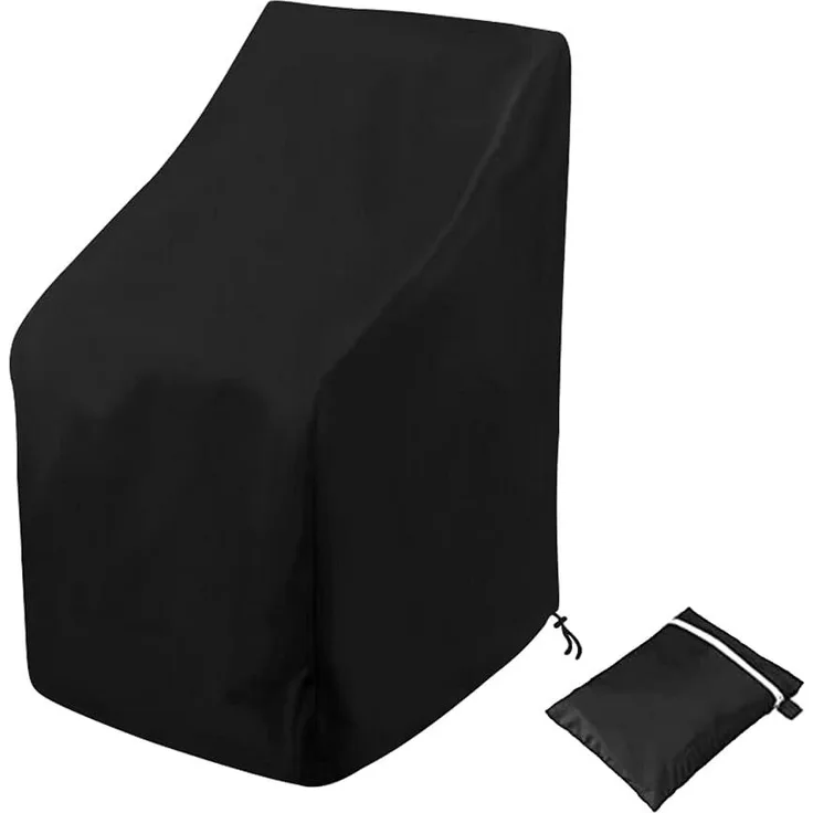 Stacking Outdoor Chair Cover Waterproof, Outdoor Patio Furniture Covers Stacked Chairs 210D, Lounge Chair Covers Outdoor Stack Chairs for All Weather Protection, Black, 25"L x 25"W x 47”H