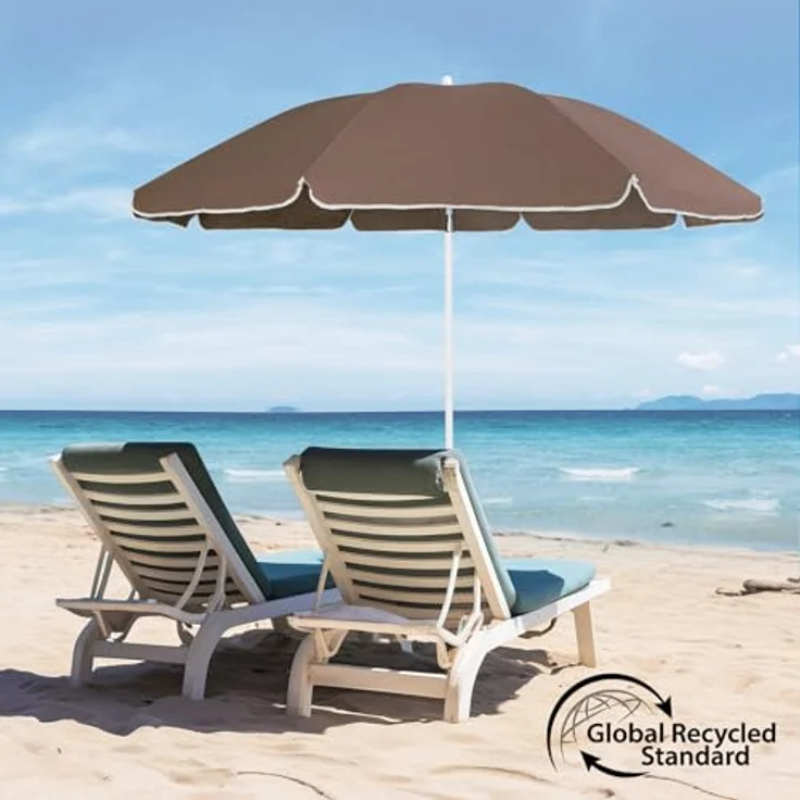 Sekey Sonnenschirm Ø 160 cm Balkonschirm Rund Strandschirm Sonnenschirm mit Schutzhülle, LxB: 160,00x160,00 cm, Neigungswinkel verstellbar, Höhe verstellbar, mit Tragetasche – Bild 5