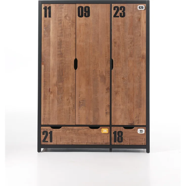 Vipack 'Alex' Kleiderschrank, 3-türig, Holz Kiieferfarben, 200 x 55 x 147,5 cm