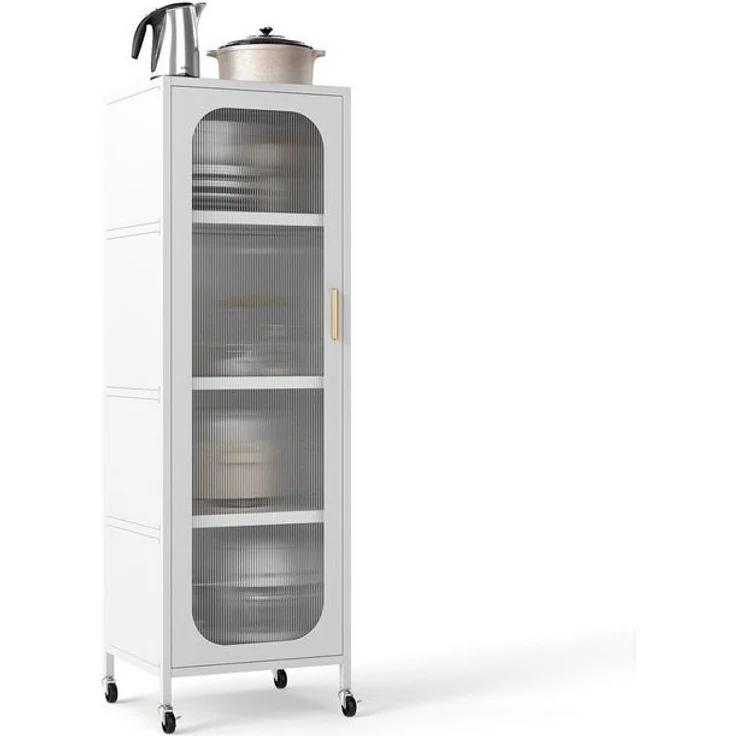 COSTWAY Vorratsschrank Küchenschrank auf Rollen schmal mit verstellbaren Regalen – Bild 4