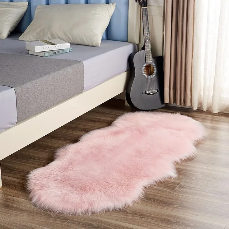 1 Stück Plüschteppich, flauschig, Nachttisch- & Schlafzimmer-Teppich, 40x60 cm, Rosa