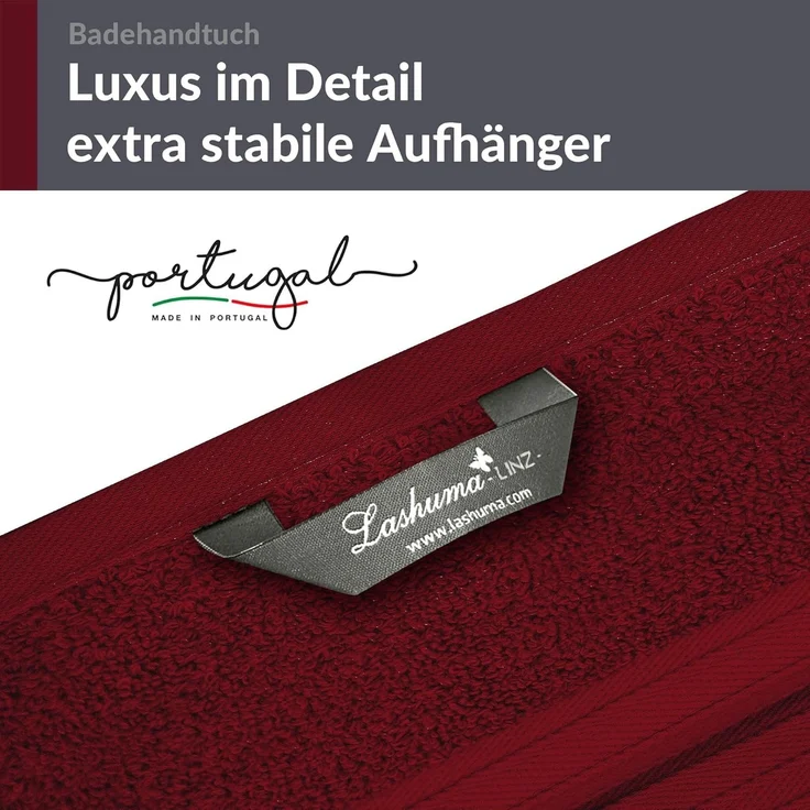 Lashuma Handtuch Linz, Frottee (1-St), Frottee Badetuch dunkelrot 100x150 cm – Bild 6