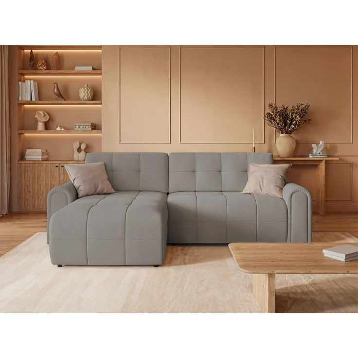 Selsey Simolla – Ecksofa mit Schlaffunktion und Bettkasten, links, Chenille, Greige – Bild 2