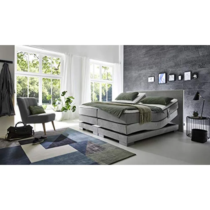 Atlantic Home Collection MONA Boxspringbett mit elektronischer Kopf-und Fußteilverstellung, Härtegrad 3, Hellgrau, 160 x 200 cm – Bild 5