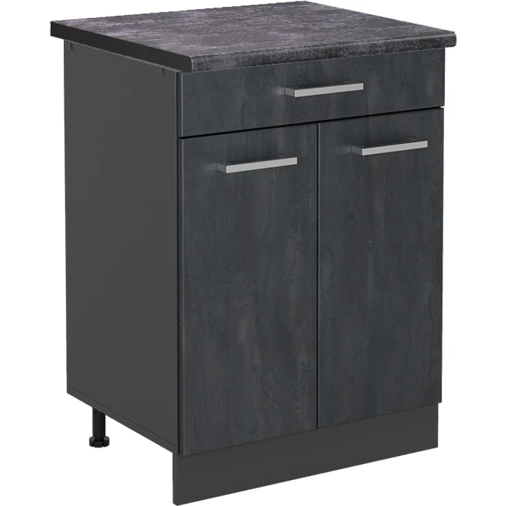 Küchenunterschrank R-Line Schwarz Beton 60 cm AP Anthrazit Vicco – Bild 1