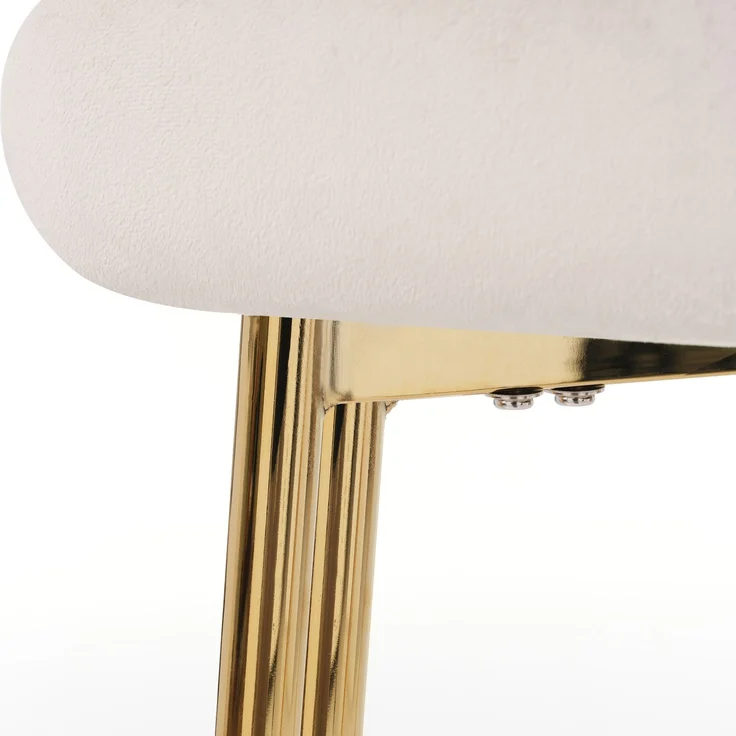 Esszimmerstuhl 4er-Set, Samt mit Metallgestell, 85x43x47, Beige/Gold, 150 kg pro Stuhl – Bild 5