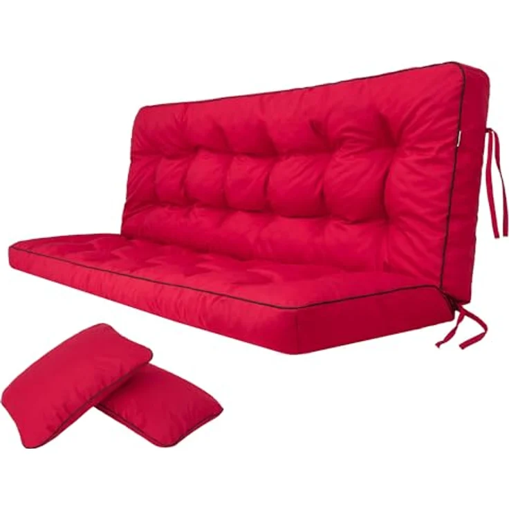 Bjird Bankauflage Pola 100 cm 120 cm 150 cm 180 cm, für Gartenbank und Hollywoodschaukel - inkl. 2 Stück Seitenkissen – Bild 2