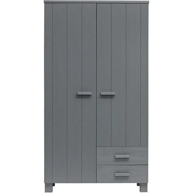 Kleiderschrank Dennis aus Kiefernholz, Dunkelgrau