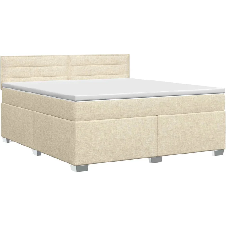 vidaXL Boxspringbett mit Matratze Creme 160 x 200 cm Stoff 3450514 – Bild 2