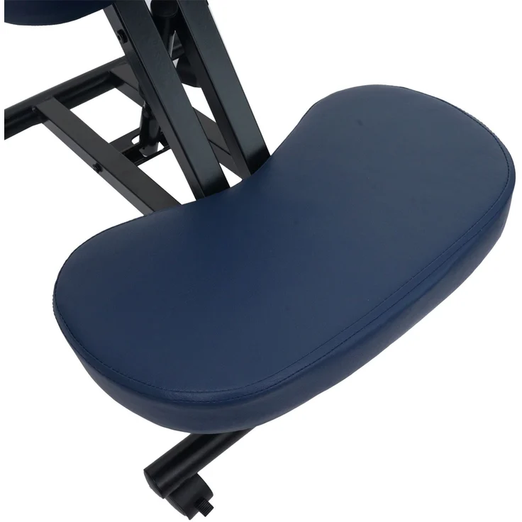 Kniestuhl HWC-E10, Sitzhocker Kniehocker, höhenverstellbar Rollen Kunstleder Metall MVG-zertifiziert ~ blau – Bild 5