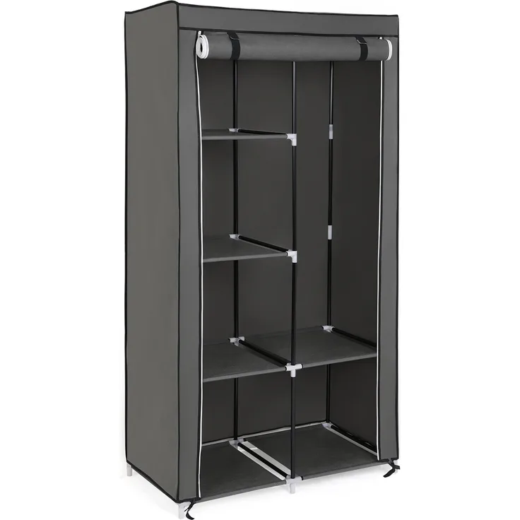 Songmics XL Stoffschrank mit 2 Kleiderstange, faltbar, 88 x 45 x 170 cm, Grau