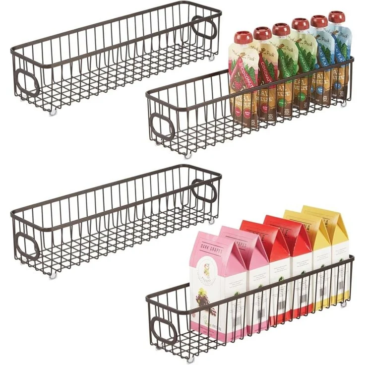 mDesign Küchenkorb Drahtkorb Aufbewahrung Organizer 4er-Set Metall Bronze Griffe – Bild 9