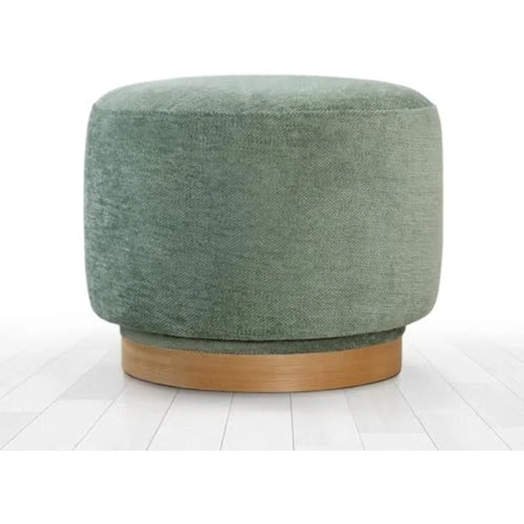 Stylish Green Pouffe, 100% Cotton, 360° Rotatable, Oak Wood Legs, 55 x 43 x 55 cm | Medium Hard Sponge (35 DNS) | Perfect for Modern Living Spaces – Bild 6