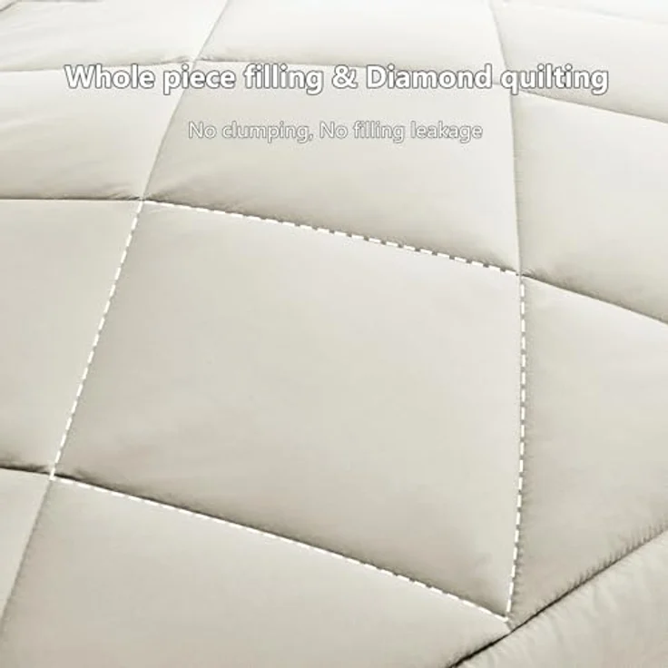 WAVVE Bettdecke 155x220 cm Ganzjahresdecke 4 Jahreszeiten, Steppdecke 300gsm Mikrofaser 155x220 cm, Super Weiche Decke Zudecke Schlafdecke Atmungsaktive 155x220 Beige – Bild 8
