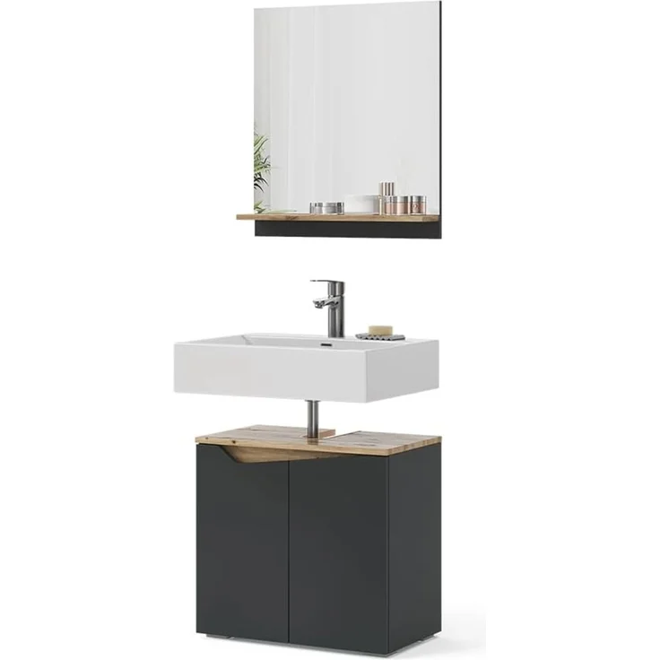 Badmöbel-Set Marelle Anthrazit/Artisan-Eiche 2-teilig Vicco – Bild 7