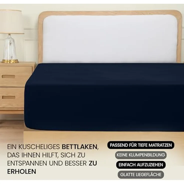 Utopia Bedding - Spannbettlaken 160x200 cm - Marineblau - Oeko-Tex Zertifiziertes Gebürstete Polyester-Mikrofaser Spannbetttuch - 35 cm Tiefe Tasche – Bild 6