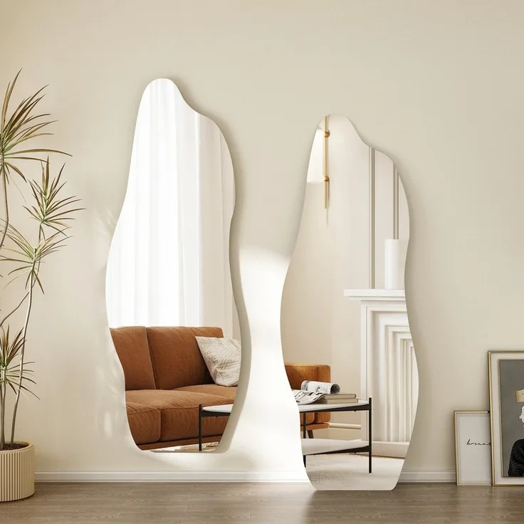 Hopibath Wandspiegel Ganzkörper 165x60cm Ganzkörperspiegel ohne Rahmen (Flurspiegel Dekospiegel modern, 1-St, Rahmenlos, Asymmetrisch), für Garderobe & Flur, Wohnzimmer, Schlafzimmer